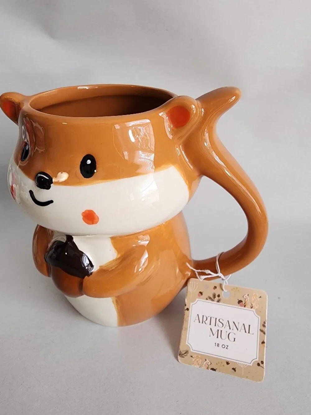Sunday Morning Ceramics 3D Fox Artisanal Mug 18 oz New With Tag